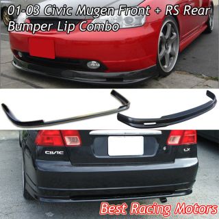 01 03 Civic 4dr Mugen Front + RS Rear Bumper Lip (Fits Honda Civic EX 