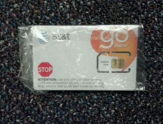   NEW AT&T PREPAID GO PHONE 3G SIM CARD READY TO ACTIVATE, SKU 72287