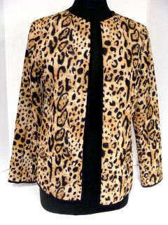 Morgan Cole Preowned Reversible Jacket Sz Medium Black and Leopard 