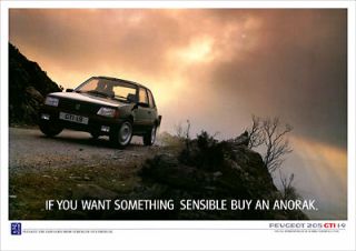 PEUGEOT 205 GTI 1.9 PUG RETRO A3 POSTER PRINT FROM CLASSIC 80S ADVERT