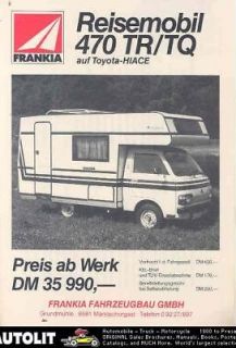 1983 Toyota Hiace Frankia Camper RV Brochure Germany