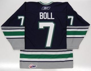 JARED BOLL PLYMOUTH WHALERS RBK OHL JERSEY BLUE JACKETS