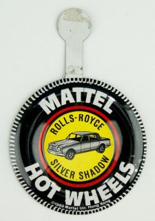   1969 Hot Wheels Pin Badge ROLLS ROYCE SILVER SHADOW Redline Car