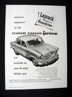 Laycock Overdrive in Standard Vanguard Sportsman 1956 print Ad 