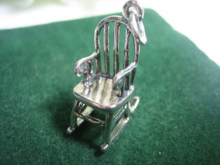   Silver Bent wood Rocking chair Furniture Charm With open Jump Ring