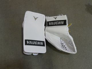   Vaughn V5 7465 Sr Ice Hockey Goalie Catcher & Blocker White/Black Set