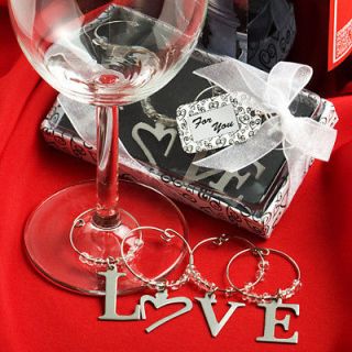 25 LOVE Wine Glass Marker Charm Bridal Shower Wedding Favors Bulk Lot