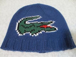 LACOSTE Croc Blue Hat Skull Beanie Cap Crocodile Alligator More Colors 