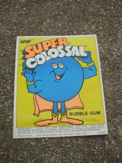 Vintage Early 1970s Gum Vending Machine Sign Super Colossal Bubble