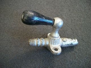 Antique gas lamp on off valve with end cap. Brass painted silver
