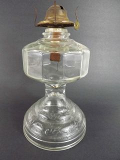 EAGLE KEROSENE OIL LAMP Clear Pressed Glass Vintage Antique