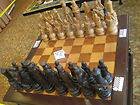 1930s Large Wooden Antique Medieval/Renaissance Chess Set w/ Table