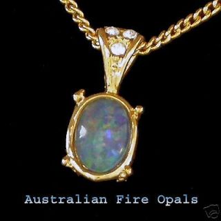 Australian Black Fire Opal Pendant 18k Yellow Gold GP