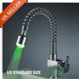 New Pull Out Kitchen Sink Mixer Tap 3 Color LED Faucet With High 