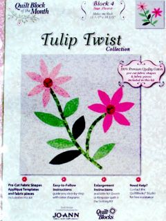 JoAnn Quilt Blocks of the Month   Tulip Twist, American Heritage 