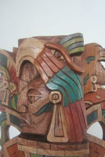 Mayan mask in cedar 13X8 inch eagle Warrior wooden mask Aztec fedex 