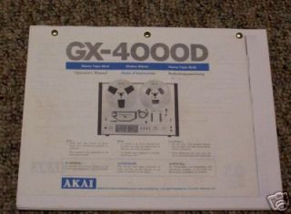 Akai GX 4000D Reel to Reel Owners Manual pdf. On CD