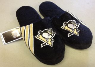   Penguins Logo Slippers 2012 NEW NHL Team Stripe House shoes