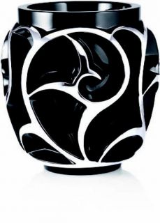 Lalique Crystal Limited Edition Tourbillon Vase Black Platinum Rare 