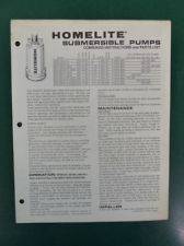 HOMELITE SUBMERSIBLE PUMP MODEL LSP 2 1 1A SP3 1 1A 1B PARTS MANUAL NO 