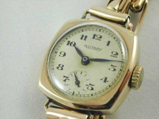   VINTAGE 9CT GOLD LADIES MECHANICAL ROTARY WRIST WATCH DATED 1945
