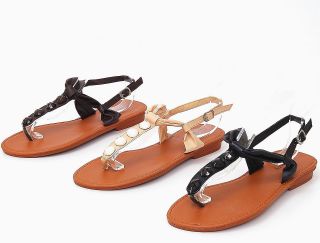Womens Gladiator Sandals Roman Thongs Summer Flats Shoe Ankle Straps 