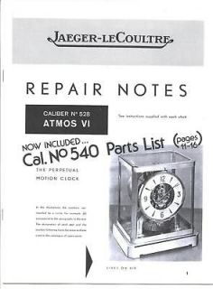 Jaeger LeCoultre Atmos Clock Repair Manual Caliber 528