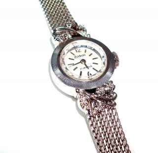 Authentic Womens Vintage ZODIAC 14K White Gold and Diamond CDS Watch