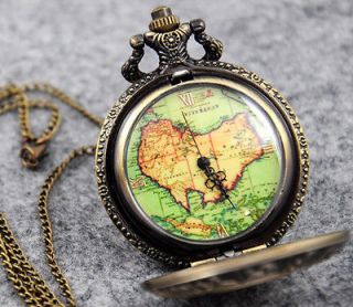 Bronze Zodiac Map Harry Potter Steampunk Pocket Clock Watch Pendant 