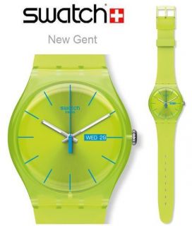   LIME Swatch New Gent LIME REBEL Rubber Strap Mens Unisex Watch SUOG702