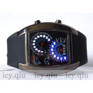 New Cool RPM Turbo Blue Flash LED Watch Gift Sports Car Meter Dial Men 
