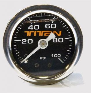 Titan Motorsports Branded 1.5 Fuel Pressure Gauge 0 100 PSI ; Liquid 