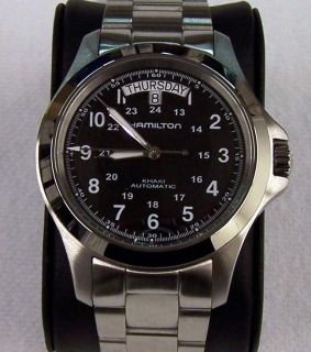 Hamilton Watch Authentic Swiss Khaki King Automatic Day Date Steel 