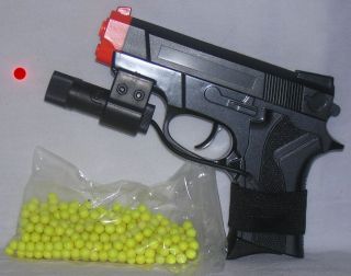 911A AIRSOFT SPORTS PISTOL SPRING GUN WITH RED DOT LASER & 6MM BBs 