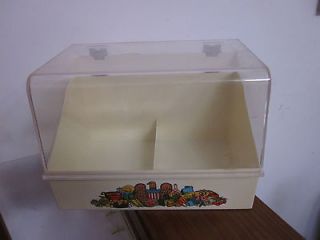   American Eagle Recipe Box 2 Compartment Plastic Clear LId Tan Base