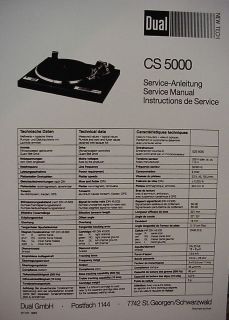 DUAL CS 5000 TURNTABLE SERVICE MANUAL 7 Pages