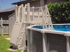 Above Ground Resin Swimming Pool Deck w/Ladders