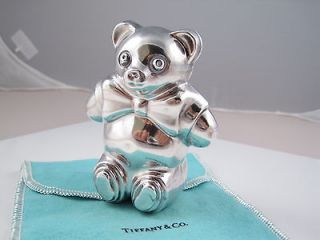 Tiffany & Co RARE Silver Teddy Bear Baby Rattle Teether