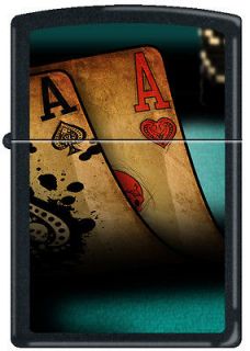 Zippo Double Aces Black Matte Windproof Lighter NEW Poker Pocket 