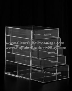 ACRYLIC LUCITE CLEAR CUBE MAKEUP ORGANIZER W/DRAWERS