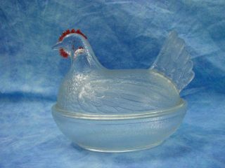 VTG Small Clear Glass Chicken Hen Bowl Holder Home Decor Cookie Candy 