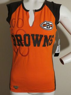Cleveland Browns Orange Brown Reebok WOMENS Split Neck Shirt S M L XL 