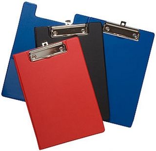 A5 Fold over Clipboard Folder Red, Blue, Black