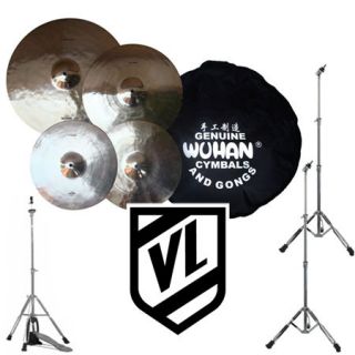 Wuhan Cymbal Set with Stands   16 Crash, 14 Hi Hats, 20 Ride   NEW