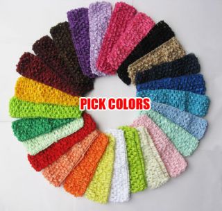 Lot Crochet Headbands Baby Girls 1.5” U Pick 24 Colors for Bows 