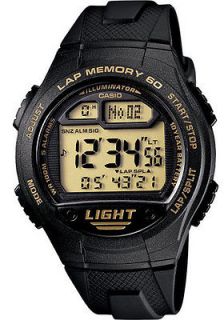   W734 9AV Mens Black Band 60 Lap Memory Countdown Timer Sports Watch