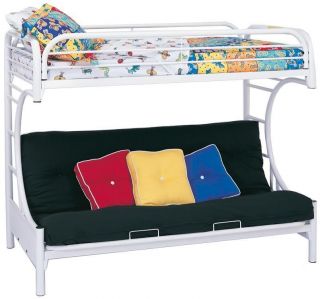 Style Metal Twin Over Full Futon Bunk Bed   Black or White Bunkbed 