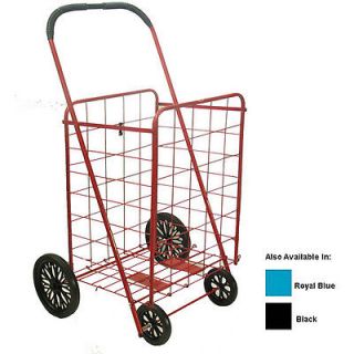 Large Shopping Cart with Rubber Wheels     Red