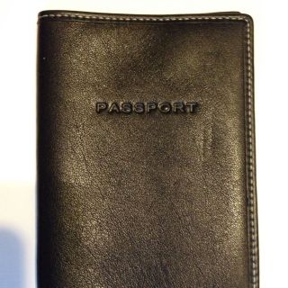 NWT COACH Black Leather Passport Case Holder Wallet 61494 100% 