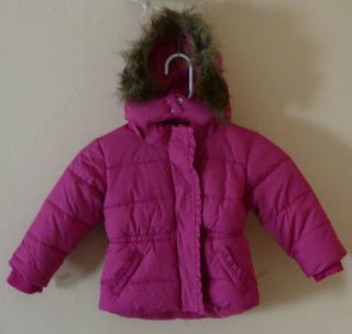 Baby Gap Girls Pink Warmest Faux Fur Hooded Winter Puffer Jacket 